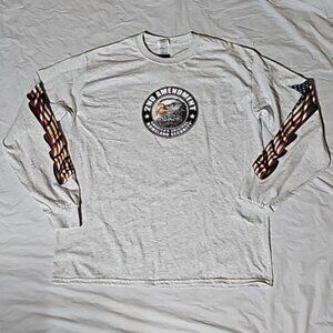 Hot Leathers Mens Lrg 2nd Amendment Down Flags' Eagle Double Sided L/Slv T-Shirt